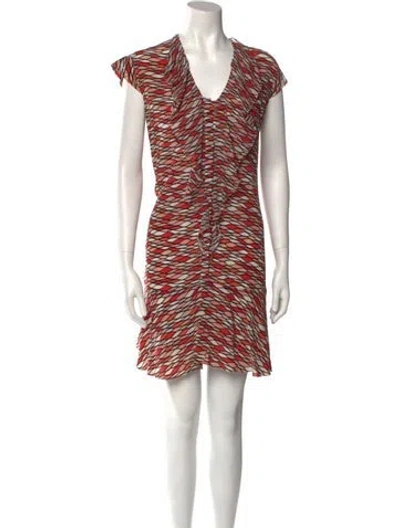 Pre-owned Saloni Silk Knee-length Dress In Red