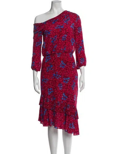 Pre-owned Saloni Silk Knee-length Dress In Red