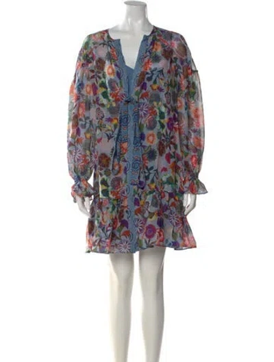 Pre-owned Saloni Silk Knee-length Dress W/ Tags In Blue