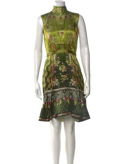 Pre-owned Saloni Silk Knee-length Dress W/ Tags In Green