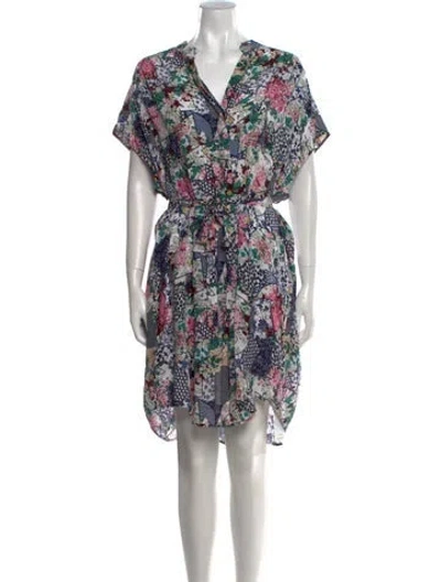 Pre-owned Saloni Silk Knee-length Dress In White