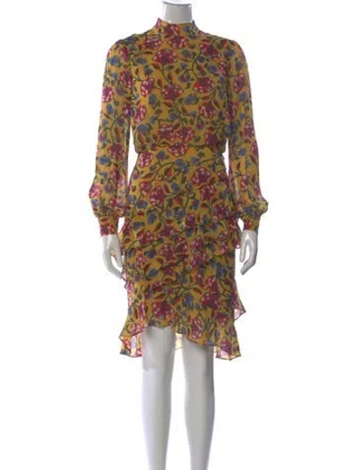 Pre-owned Saloni Silk Knee-length Dress In Yellow