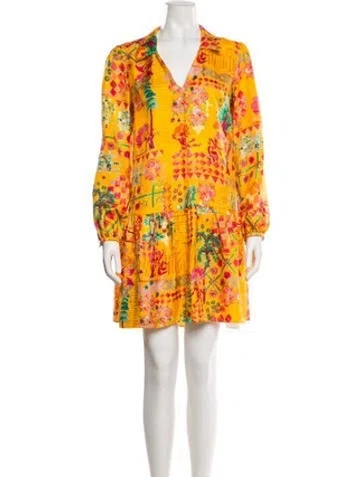 Pre-owned Saloni Silk Knee-length Dress In Yellow