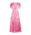 Saloni Lea Printed Silk-satin Midi Dress In Pink
