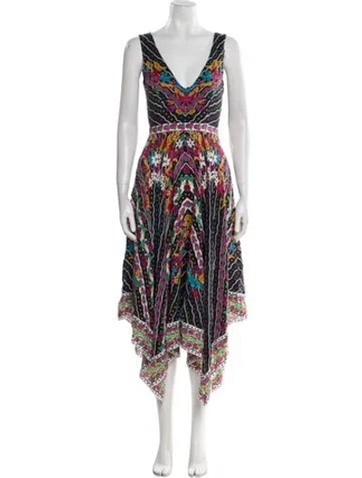 Pre-owned Saloni Silk Long Dress In Black