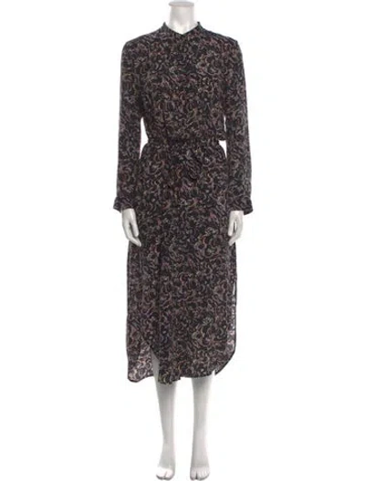 Pre-owned Saloni Silk Long Dress In Black