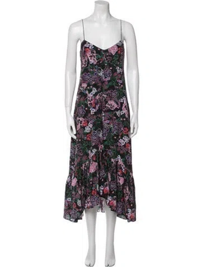 Pre-owned Saloni Silk Long Dress In Black