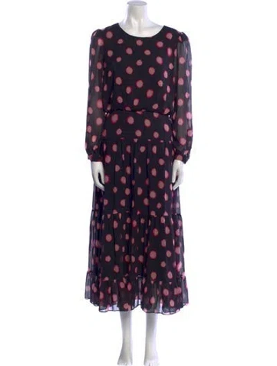 Pre-owned Saloni Silk Long Dress In Black