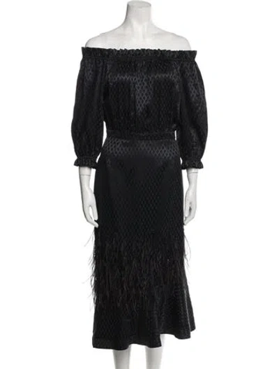 Pre-owned Saloni Silk Long Dress In Black