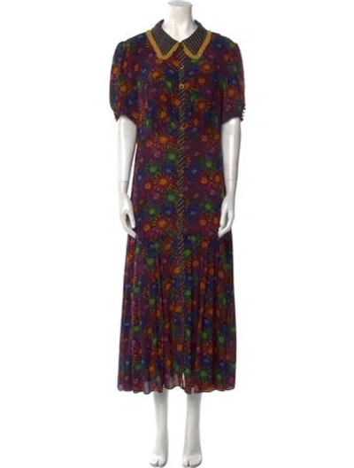 Pre-owned Saloni Silk Long Dress In Black