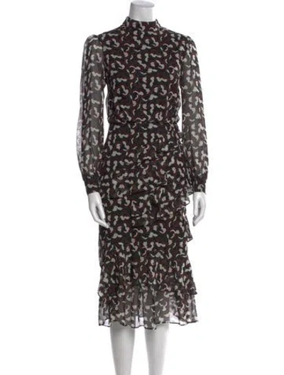 Pre-owned Saloni Silk Long Dress In Black