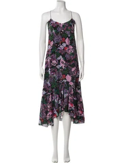 Pre-owned Saloni Silk Long Dress In Black