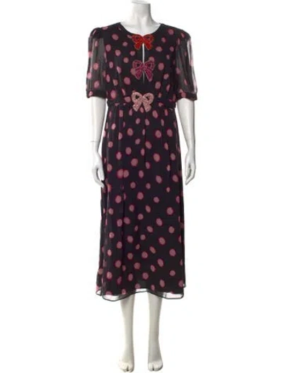 Pre-owned Saloni Silk Long Dress In Black