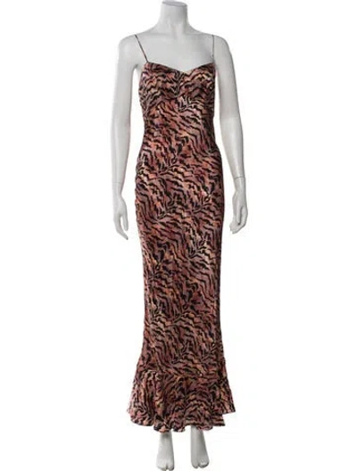 Pre-owned Saloni Silk Long Dress In Black