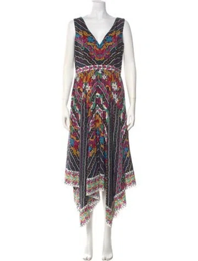 Pre-owned Saloni Silk Long Dress In Black