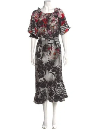 Pre-owned Saloni Silk Long Dress In Black