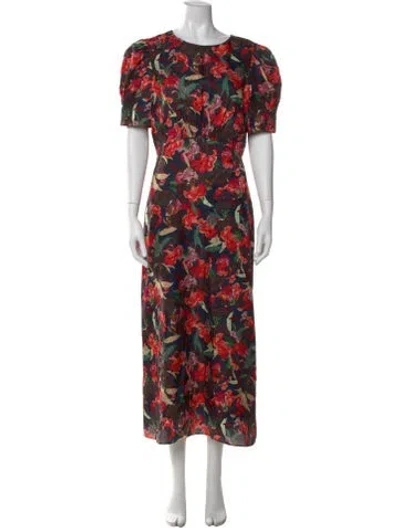 Pre-owned Saloni Silk Long Dress In Black