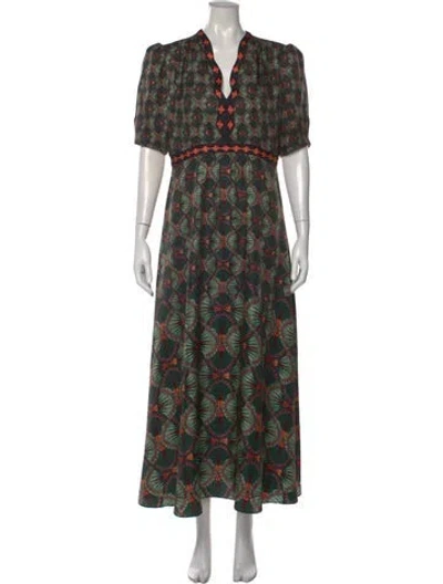 Pre-owned Saloni Silk Long Dress In Black
