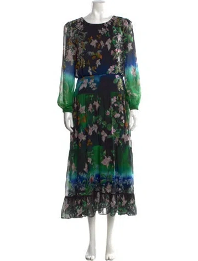 Pre-owned Saloni Silk Long Dress In Black