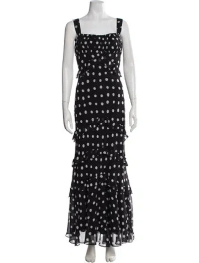 Pre-owned Saloni Silk Long Dress In Black