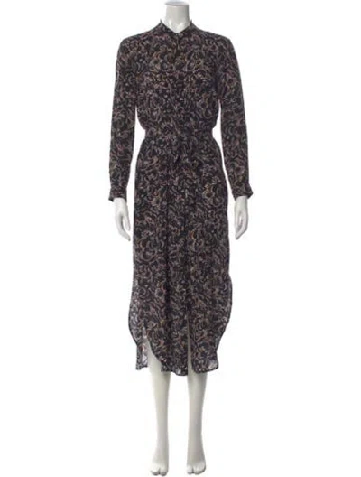 Pre-owned Saloni Silk Long Dress In Black