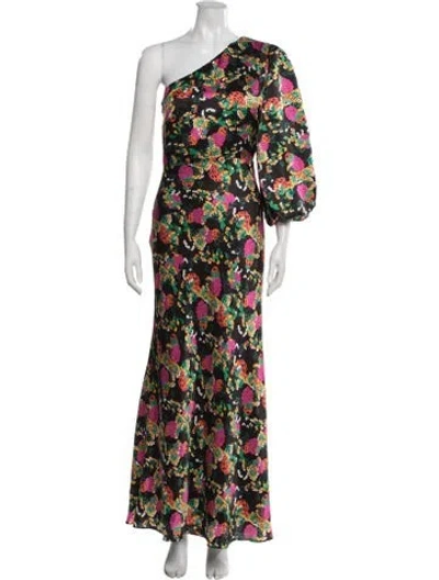 Pre-owned Saloni Silk Long Dress In Black