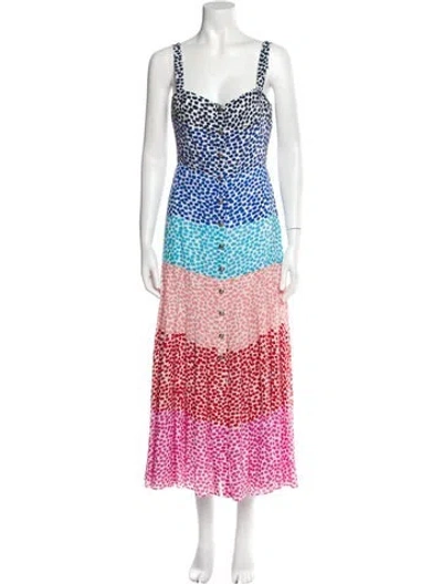 Pre-owned Saloni Silk Long Dress In Blue