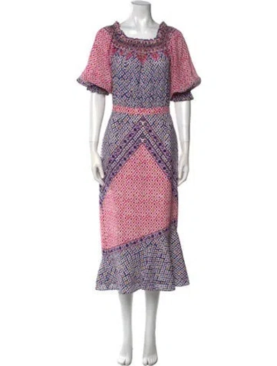 Pre-owned Saloni Silk Long Dress In Blue