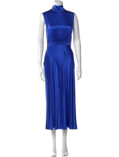Pre-owned Saloni Silk Long Dress In Blue
