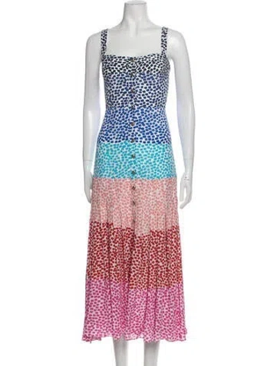 Pre-owned Saloni Silk Long Dress In Blue