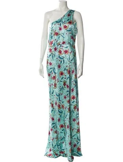 Pre-owned Saloni Silk Long Dress In Blue