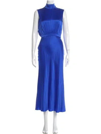 Pre-owned Saloni Silk Long Dress In Blue