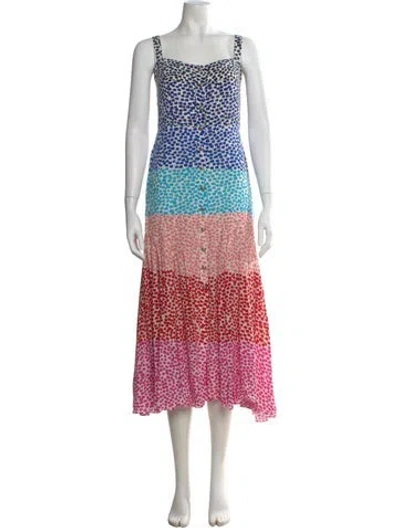 Pre-owned Saloni Silk Long Dress In Blue