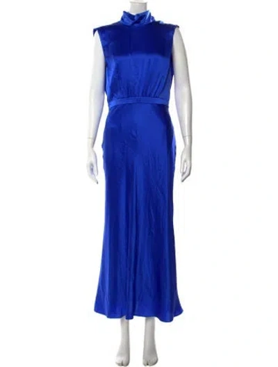 Pre-owned Saloni Silk Long Dress In Blue
