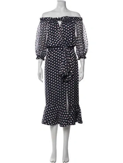 Pre-owned Saloni Silk Long Dress In Blue