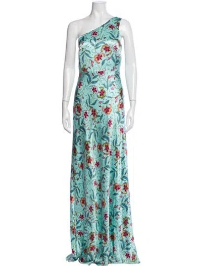 Pre-owned Saloni Silk Long Dress In Blue