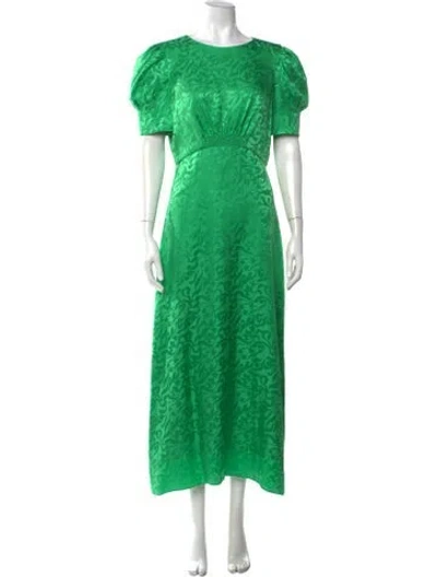 Pre-owned Saloni Silk Long Dress In Green
