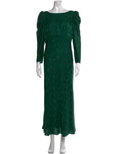 Pre-owned Saloni Silk Long Dress In Green