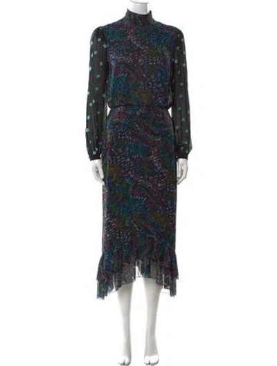 Pre-owned Saloni Silk Long Dress In Multi