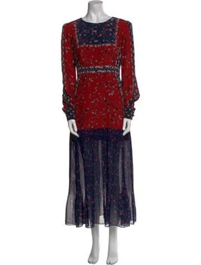 Pre-owned Saloni Silk Long Dress In Multi