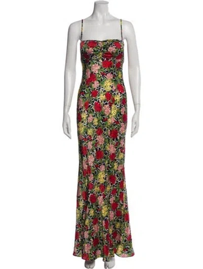 Pre-owned Saloni Silk Long Dress In Multi