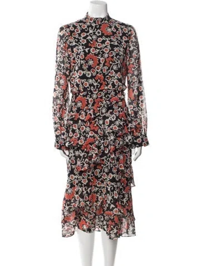 Pre-owned Saloni Silk Long Dress In Multi