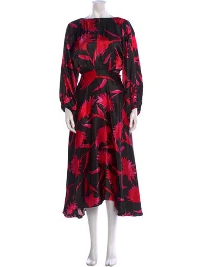 Pre-owned Saloni Silk Long Dress In Multi