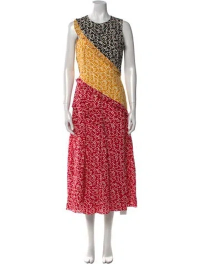 Pre-owned Saloni Silk Long Dress In Multi