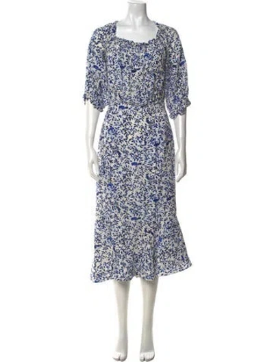 Pre-owned Saloni Silk Long Dress In Multi