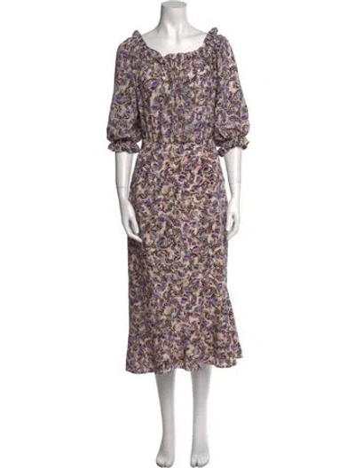 Pre-owned Saloni Silk Long Dress In Multi