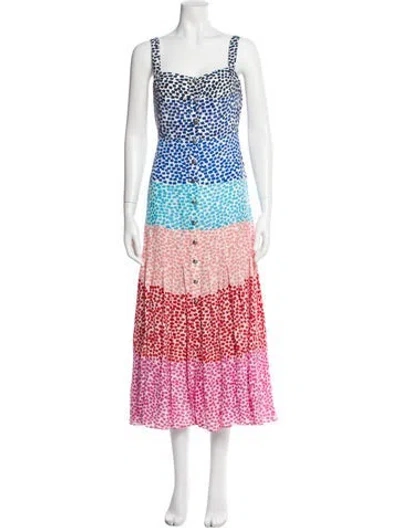 Pre-owned Saloni Silk Long Dress In Multi