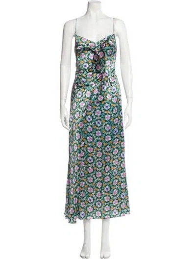 Pre-owned Saloni Silk Long Dress In Multi