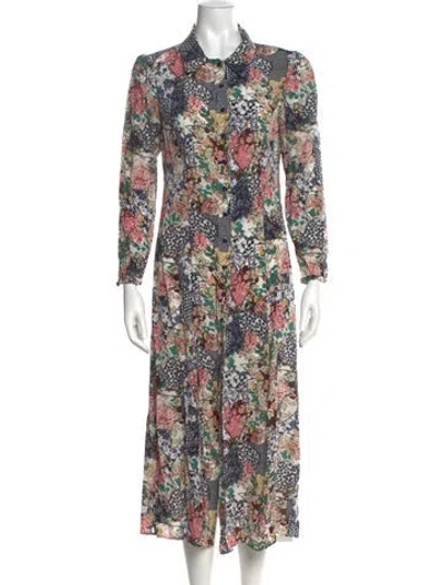 Pre-owned Saloni Silk Long Dress In Multi