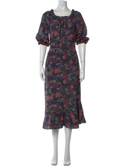 Pre-owned Saloni Silk Long Dress In Multi